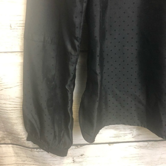 Oleg Cassini Black Tuxedo Polka Dot Mandarin Collar Button Up Blouse Med… - Picture 14 of 16